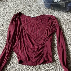 Red long sleeve crop top